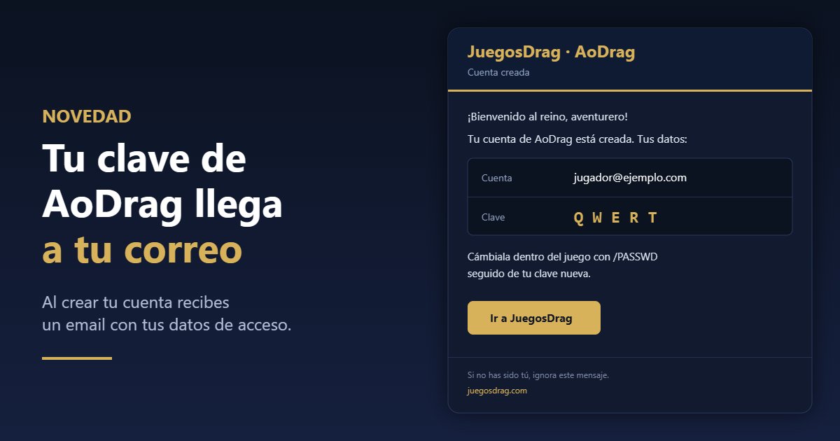 Tu clave de AoDrag ahora llega a tu correo