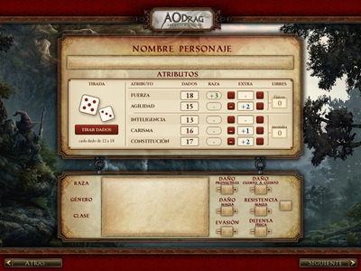 Nuevo panel de atributos al crear personaje
